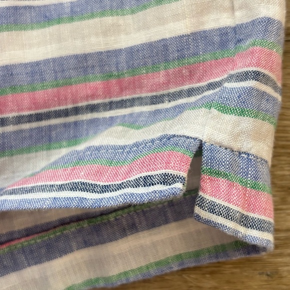 Saint Tropez West Shorts 100% Linen Pastel Stripes Size 6 Beachy Boho - Picture 6 of 12